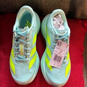 Adidas Adizero Women's Shoes - Light Blue and Neon Yellow
